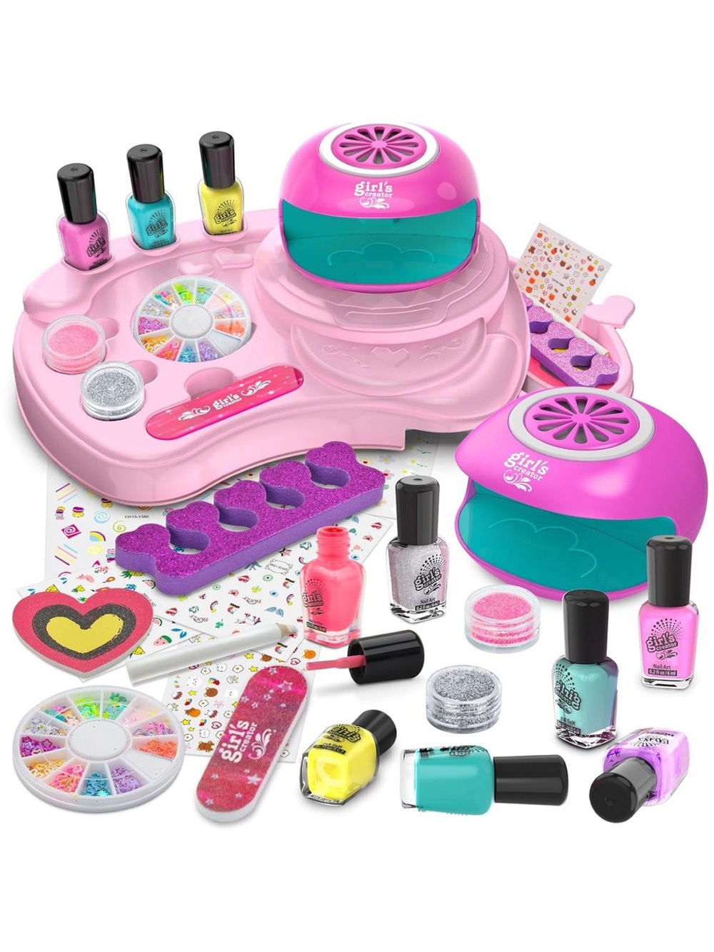 Kids Nail Art Kit Nail Polish Set w Dryer Glitter Studio Gift